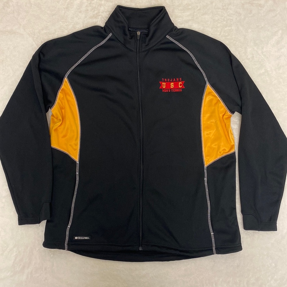 USC Trojans Hollaway Black and Gold Golf team track jacket.  Size XL